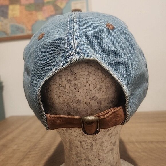 Florida's Natural Denim Hat Cap Brown Suede Brim Embroidered Logo Strapback - Picture 3 of 7